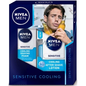 Nivea Men Sensitive Cooling pěna na holení 200 ml + balzám po holení 100 ml, kosmetická sada