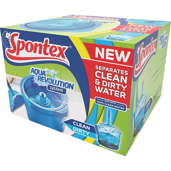 Spontex Aqua Revolution System plochý mop + vědro 3 l