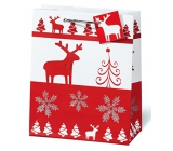 BSB Luxusní dárková papírová taška 23 x 19 x 9 cm Vánoční Red & White VDT 334 - A5