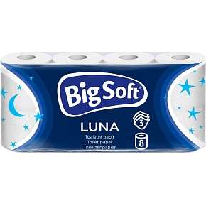 Big Soft Luna 3vrstvý toaletní papír, 8 rolí, 17,6 m role Big Soft Luna 3vrstvý toaletní papír, 8 rolí, 17,6 m role