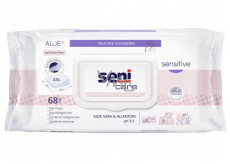 Seni Care Sensitive Aloe Vera a Allantosin pH 5,5 intimní vlhčené ubrousky pro dospělé i děti 30 x 20 cm, 68 kusů