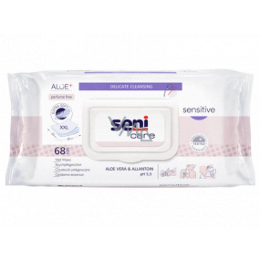 Seni Care Sensitive Aloe Vera a Allantosin pH 5,5 intimní vlhčené ubrousky pro dospělé i děti 30 x 20 cm, 68 kusů