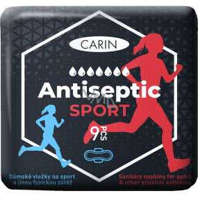 Carin Antiseptic Sport ultratenké hygienické vložky s křidélky pro sport 9 kusů