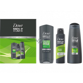 Dove Men + Care Extra Fresh sprchový gel 250 ml + antiperspirant deodorant sprej 150 ml + 2v1 šampon na vlasy 250 ml, kosmetická sada