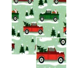 Nekupto Dárkový balicí papír vánoční 70 x 500 cm Zelený autíčka