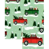 Nekupto Dárkový balicí papír vánoční 70 x 500 cm Zelený autíčka