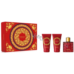 Versace Eros Flame parfémovaná voda 50 ml + balzám po holení 50 ml + sprchový gel 50 ml, dárková sada pro muže