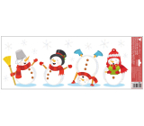 Okenní fólie bez lepidla barevná Sněhuláci s glitrovými vločkami 60 x 22,5 cm
