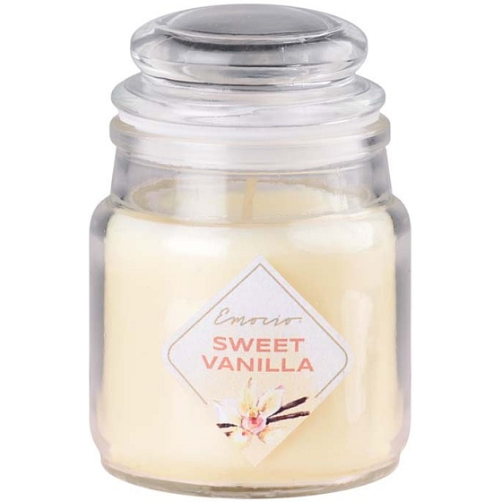 Emocio Sweet Vanilla - Sladká vanilka vonná svíčka sklo se skleněným víčkem 57 x 85 mm
