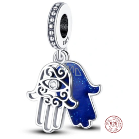 Charm Sterlingové stříbro 925 Ruka Fatimy, Hamsa 2v1, přívěsek na náramek symbol
