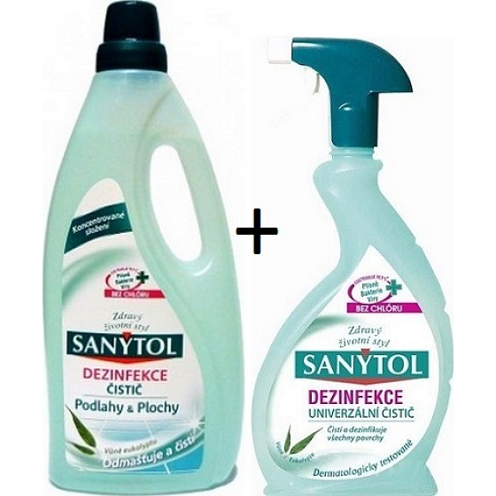 Sanytol Podlahy dezinfekční univerzální čistič 1 l + Sanytol dezinfekční univerzální čisticí prostředek 500 ml