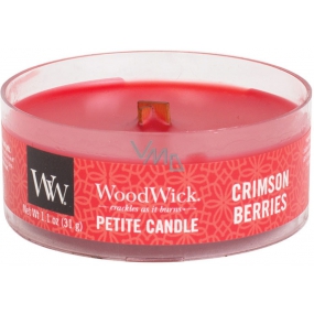 WoodWick Crimson Berries - Jeřabiny s kořením vonná svíčka s dřevěným knotem petite 31 g