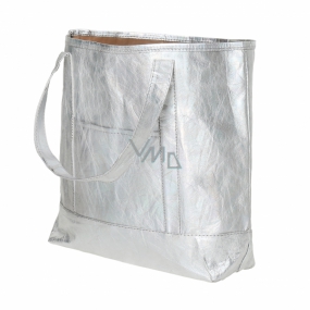 Albi Eko kabelka vyrobená z pratelného papíru laminace - stříbrná 30 cm x 38 cm x 10,5 cm