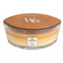 WoodWick Trilogy Fruits of Summer - Plody léta vonná svíčka s dřevěným širokým knotem a víčkem loď 453 g