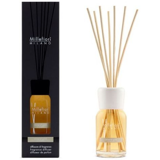 Millefiori Milano Natural Mineral Gold - Minerální zlato Difuzér 100 ml + 7 stébel v délce 25 cm do menších prostor vydrží 5-6 týdnů