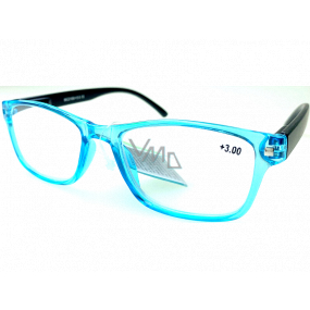 Berkeley Čtecí dioptrické brýle +3 plast průhledné modré, černé stranice 1 kus MC2166