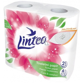 Linteo Care & Comfort toaletní papír bílý 150 útržků 2 vrstvý 17 m, 4 kusy