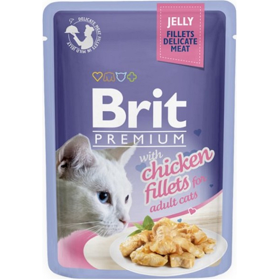 Brit Premium Filety s kuřecím masem v želé kompletní krmivo pro kočky kapsička 85 g