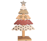Dřevěný vánoční stromek s puntíky na postavení 24 cm