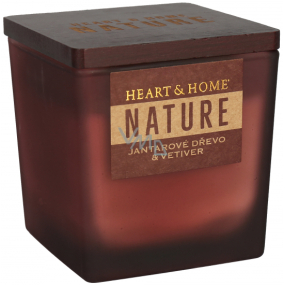 Heart & Home Nature Jantarové dřevo a vetiver vonná svíčka velká sklo, doba hoření až 40 hodin 210 g