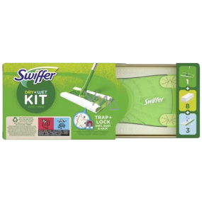 Swiffer Kit mop + náhradní prachovka na podlahu 8 kusů + čistící utěrky 3 kusy, sada