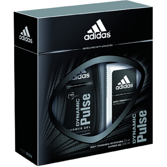 Adidas Dynamic Pulse parfémovaný deodorant sklo pro muže 75 ml + sprchový gel 250 ml, kosmetická sada
