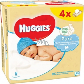 Huggies Pure vlhčené čisticí ubrousky 4 x 56 kusů