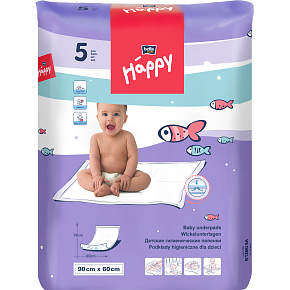 Bella Happy dětské přebalovací podložky, 90 × 60 cm, 5 ks