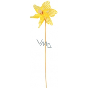 Větrník s bílým proužkem žlutý 9 cm + špejle 1 kus
