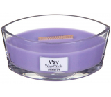 WoodWick Lavender Spa - Levandulové lázně vonná svíčka s dřevěným širokým knotem a víčkem sklo loď 453 g