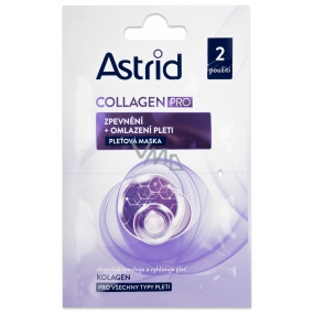 Astrid Collagen Pro Zpevnění + omlazení pleti maska pro všechny typy pleti 2 x 8 ml