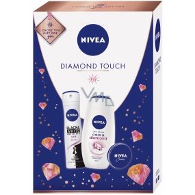 Nivea Diamond Touch Care & Diamond sprchový gel pro ženy 250 ml + Black & White Clear antiperspirant sprej pro ženy 150 ml + krém 30 ml, kosmetická sada