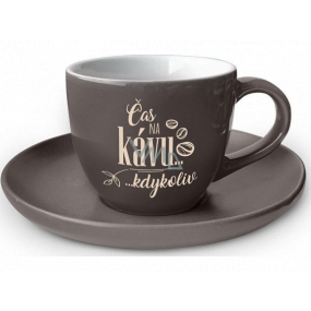 Nekupto Kafetearie espresso hrneček s podšálkem tmavý Čas na kávu… kdykoliv 100 ml