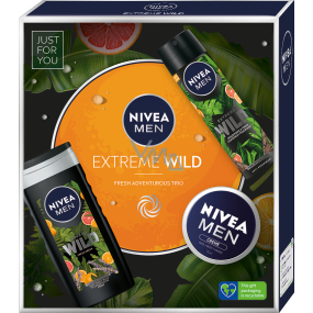 Nivea Men Extreme Wild Fresh Green sprchový gel 250 ml + Extreme Wild Cedarwood & Fresh Grapefruit antiperspirant deodorant sprej 150 ml + Creme krém 30 ml, kosmetická sada pro muže