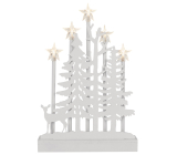 Emos Dřevěná dekorace vánoční svícen Les s hvězdami 24 x 35,5 cm, 5 LED, teplá bílá