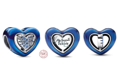 Charm Sterlingové stříbro 925 Otočné modré srdce, korálek na náramek láska