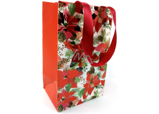 Nekupto Dárková papírová taška s ražbou 17,5 x 11 x 8 cm Vánoční hvězda červená