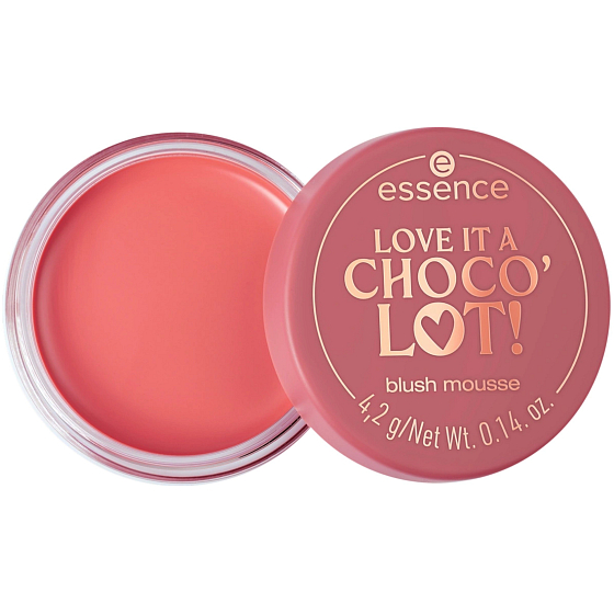 Essence Love It A Choco' Lot! pěnová tvářenka 01 A Chocoholic's Dream!, 4,2 g. Pěnová tvářenka s čokoládovým odstínem, která dodává pleti zdravý ruměnec a jemně ji rozjasňuje pro přirozený, rozzářený vzhled.