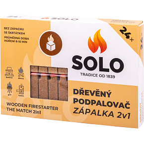 Podpalovač SOLO dřevěná zápalka 2v1, 24 podpalů