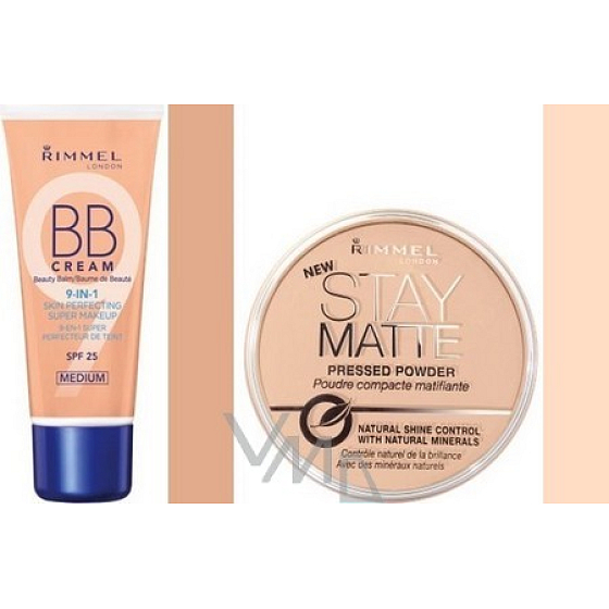 Rimmel London BB krém Beauty Balm 02 Meidum 30 ml + pudr Stay Matte Powder 14 g