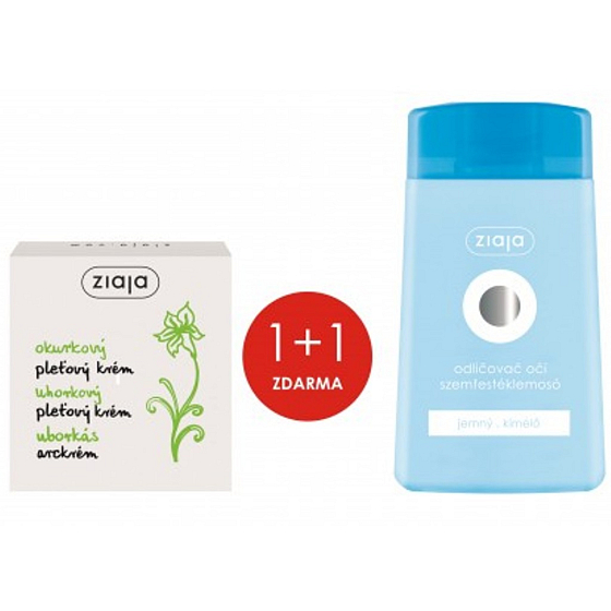 Ziaja Okurka pleťový krém pro mastnou pleť 50 ml + hydratační jemný odličovač očí 120 ml, duopack