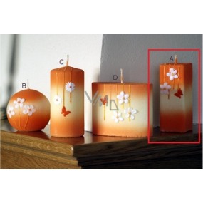 Lima Rozkvetlá louka svíčka oranžová hranol 45 x 120 mm 1 kus