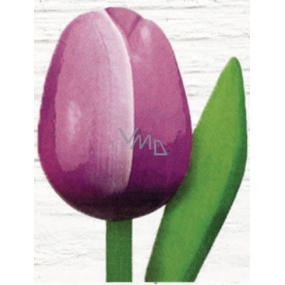 Bohemia Gifts Dřevěný tulipán fialovo-bílý 20 cm