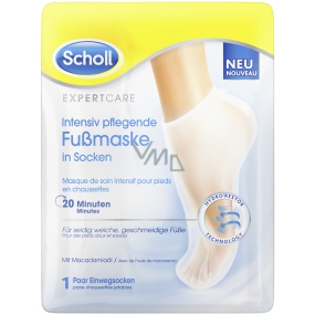 Scholl PediMask Expert Care 20 minutová vyživující maska na nohy s makadamovým olejem, 1 pár navlékacích ponožek