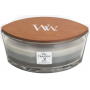 WoodWick Trilogy Warm Woods - Hřejivé dřevo vonná svíčka s dřevěným širokým knotem a víčkem sklo loď 453 g