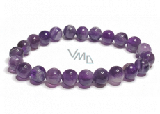 Ametyst náramek elastický přírodní kámen, kulička 8 mm / 16 - 17 cm, kámen králů a biskupů