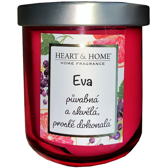 Heart & Home Svěží grep a černý rybíz sójová vonná svíčka se jménem Eva 110 g