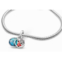 Charm Sterlingové stříbro 925 Disney Lilo & Stitch - rodina znamená, že nikdo nezůstane pozadu, 2v1 přívěsek na náramek rodina