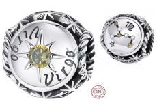 Charm Sterlingové stříbro 925 Znamení zvěrokruhu, kubické zirkonie Panna, korálek na náramek