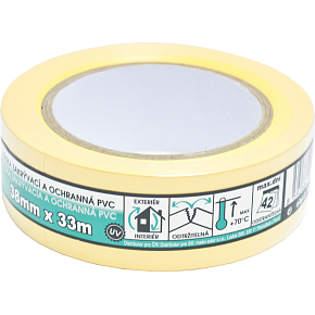 Mako zakrývací stavební PVC lepicí páska, štukatérská, lepí 6 týdnů, šířka 38 mm, délka 33 m